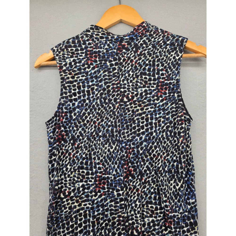Cabi Twist Front Tank Top S Navy Red White Mosaic Print Sleeveless Blouse 3242 - Picture 7 of 10